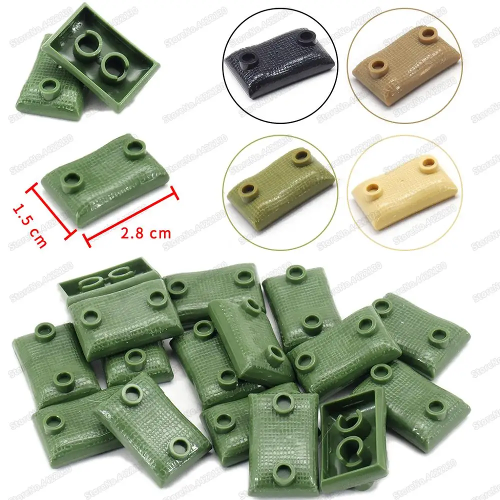

Military Army Green Sandbags Building Block Figures Defense Weapons Fortress MOC WW2 Soldier Battlefield Model Toys Child Gifts