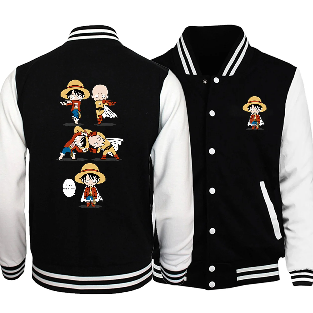 

One Piece Strongest Pirate One Punch Man Japan Anime Baseball Uniform Jacket Men 2020 Autumn Winter Fashion Warmer Streetwear
