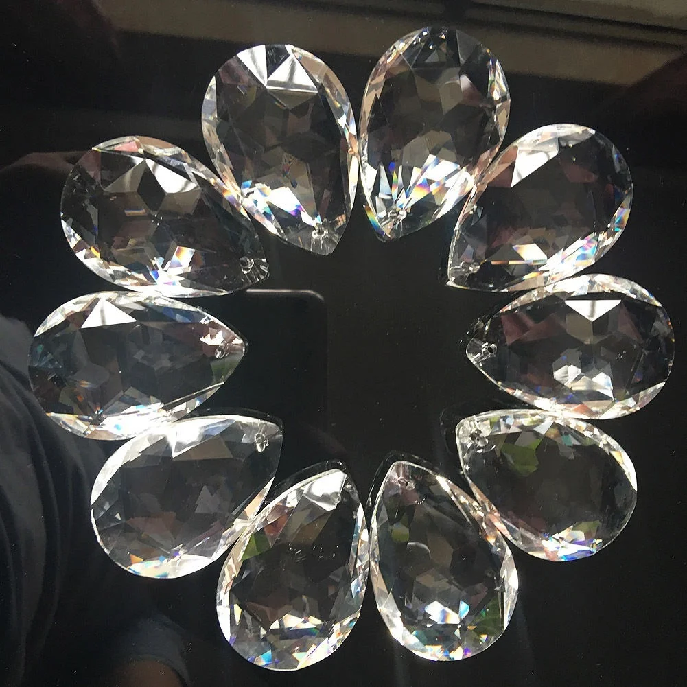 5PCS 50mm Bauhinia Crystal Glass K9 Crystal Chandelier Lamp Prism Pendant Suncatcher Rainbow Maker DIY Top Drill Faceted
