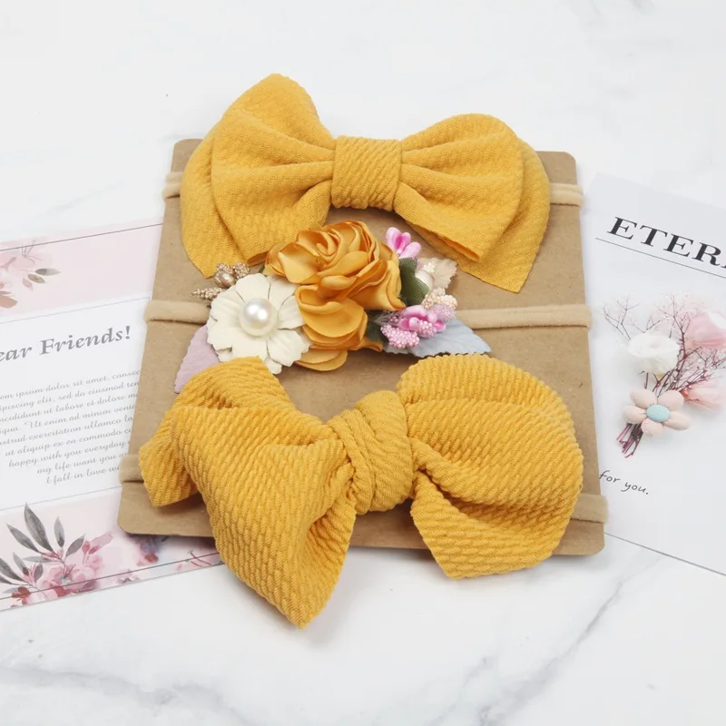 Повязка на голову с бантом для новорожденных детская нейлоновая повязка