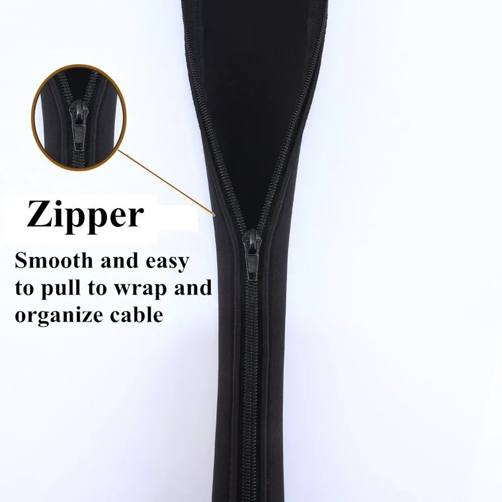 4 Pieces Cable Management Organizer Neoprene Sleeve Wire Cover Zipper Buckle