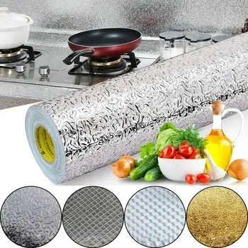 Kitchen Oil proof Waterproof Stickers Aluminum Foil Kitchen Stove Cabinet Self Adhesive Wall Sticker DIY Wallpaper