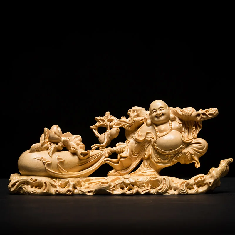 Искусственная статуя Будды скульптура Maitreya деревянная резьба домашнее