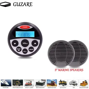 

Marine Bluetooth Stereo Audio FM AM Radio MP3 Player Sound System + 3" Outdoor Speaker For ATV UTV SPA Boat Yacht Motorcycle
