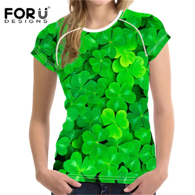 Forudesigns Бег Топы корректирующие Спортивная футболка Для женщин Фитнес тренажерный зал кофты зеленые листья печать тренировки дышащий
