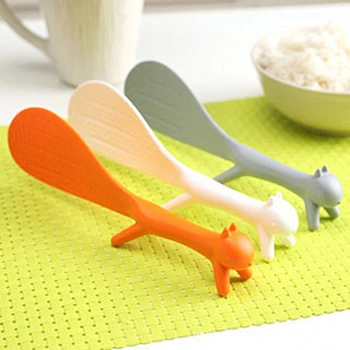 

Creative Lovely Kitchen Supplie Squirrel Shaped Ladle Non Stick Rice Paddle Spoon Plastic Spoon Kitchen Accessories 876844