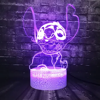 

Lilo and Stitch Lamp Shade 7 Color Crack Table LED Naughty Cartoon 3D Optical Decor Sleep Night Light for Kid Bedroom Gift Toy