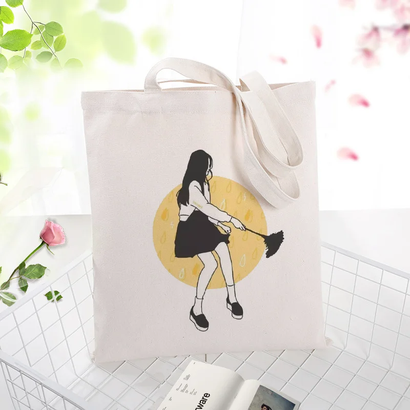 

yellow series Canvas Tote Bag Shopping Bag Custom Print Logo Text DIY Daily Use Eco Ecologicas Handbag Reusable Recycle