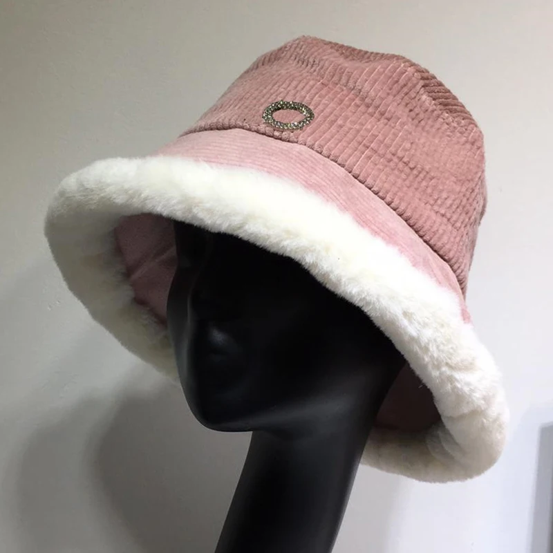

Womans Hat Autumn and Winter Corduroy Fisherman Harajuku Hats Casual Vacation Diamond Bucket Hats 19SS High Quality