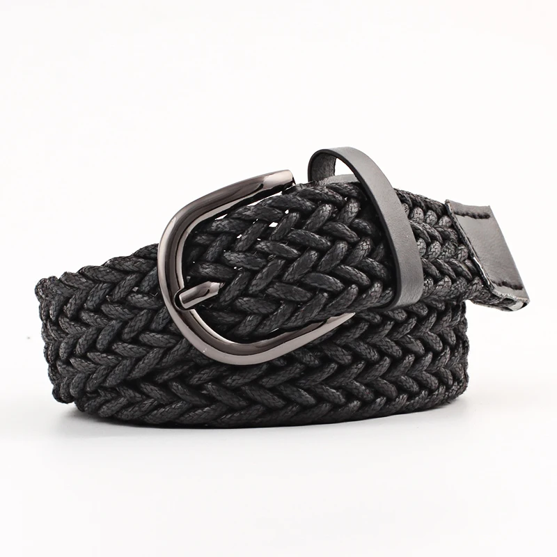 mens brown leather belt D&T 2021 New Fashion Belt Men Women Unisex Knitted Metal Alloy Pin Buckle Casual Trend Style For Jeans Quality PU Leather Belt leather belt Belts