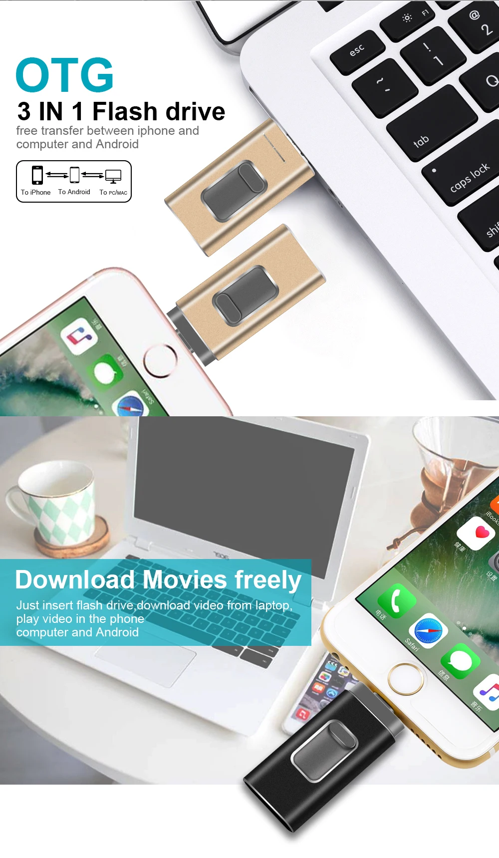 Лучший USB флеш-накопитель для iPhone/Android смартфонов 256 ГБ флеш-накопитель 128 Гб OTG флеш-накопитель металлическая карта памяти 512 ГБ cle usb Flash 3,0