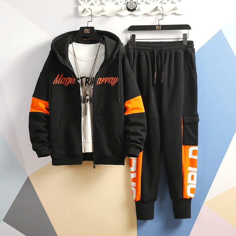 

Fashion Mens Sportswear Casual Tracksuit HOODIES & Sweatshirt + Pants Trouers 2020 New Two Pieces Set Suits For Spring Autumn