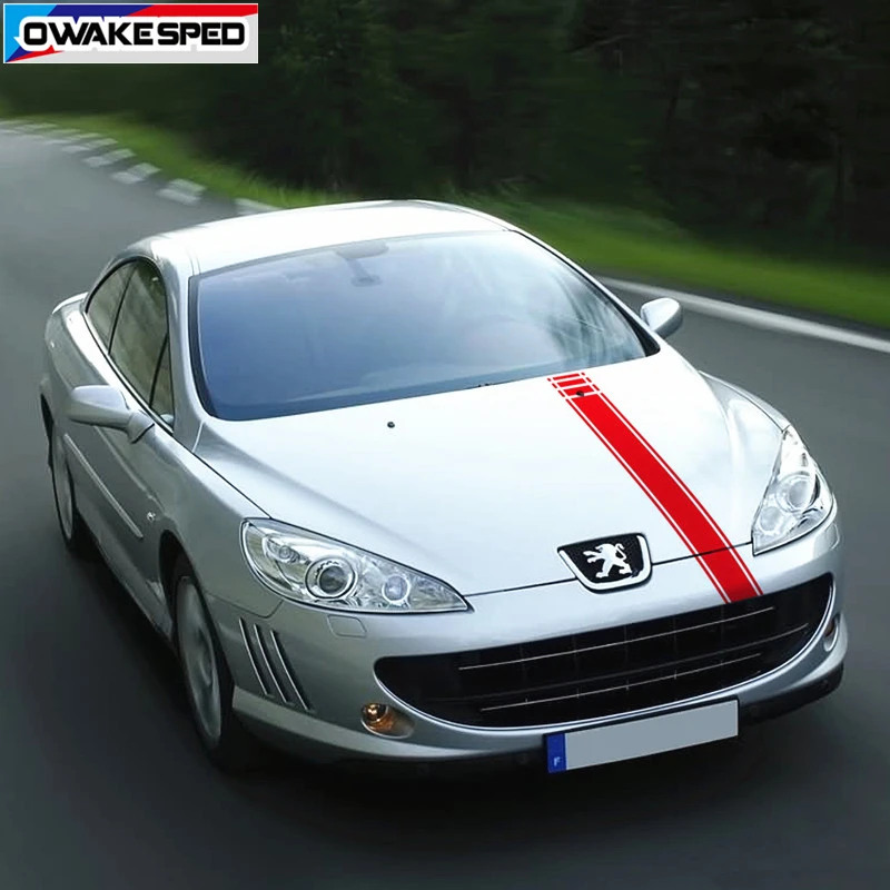 Двусторонняя Спортивная полоска наклейка на автомобильный капот для PEUGEOT 407 ST SW