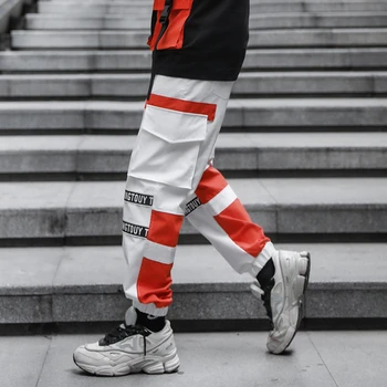 

2020 Spring Casual Trousers Side Pocket Ribbon Cargo Harem Pantaloni Uomo Pants Hip Hop Joggers Streetwear Pants Sweatpants Men