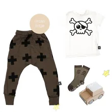 Spring And Autumn Cross Full Printed Children Men And Women Children CHILDREN'S Knitted Trousers Harem Pants
