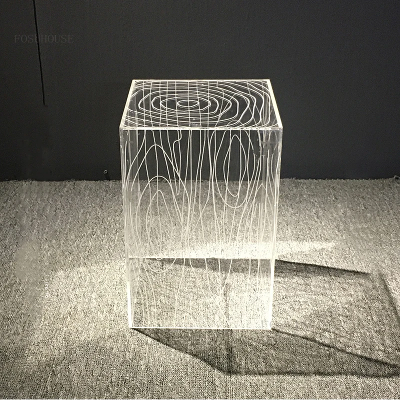 Nordic Cafe Tables Transparent Acrylic Living Room Furniture Designer Side Table Home Art Tea Table Coffee Shop Creative
