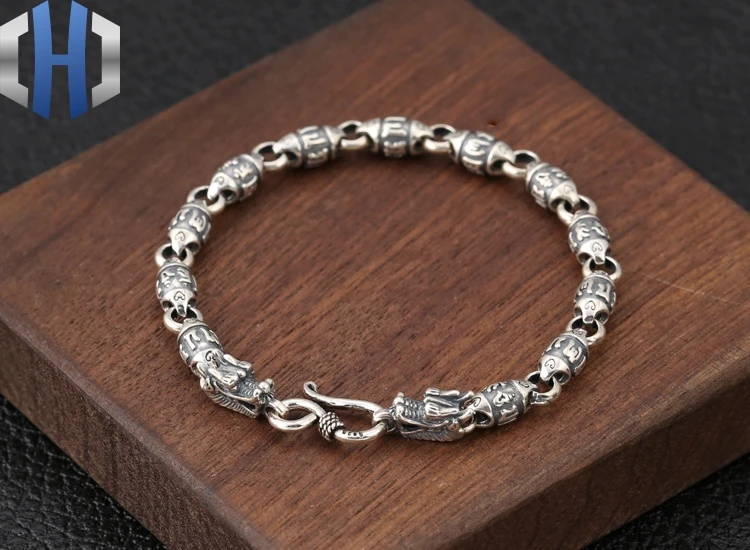 S925 стерлингового серебра ювелирные изделия ведро бисера кран тайского серебра мужчин и женщин браслет запястье серебряная цепь