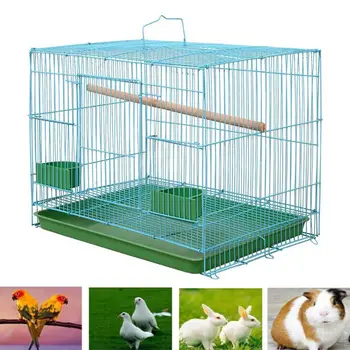 

1 Pc Wire Rectangular Small Cage for Small Birds and Canaries Rekord Equipped with Bird Standing Stick and 2 Semicircular