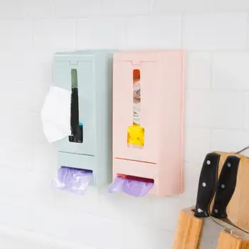 

Adhesive Wall Mounted Plastic Bag Dispenser Home Garbage Trash Shopping Bag Shoe Cover Storage Box Space Saving Organizer Holder