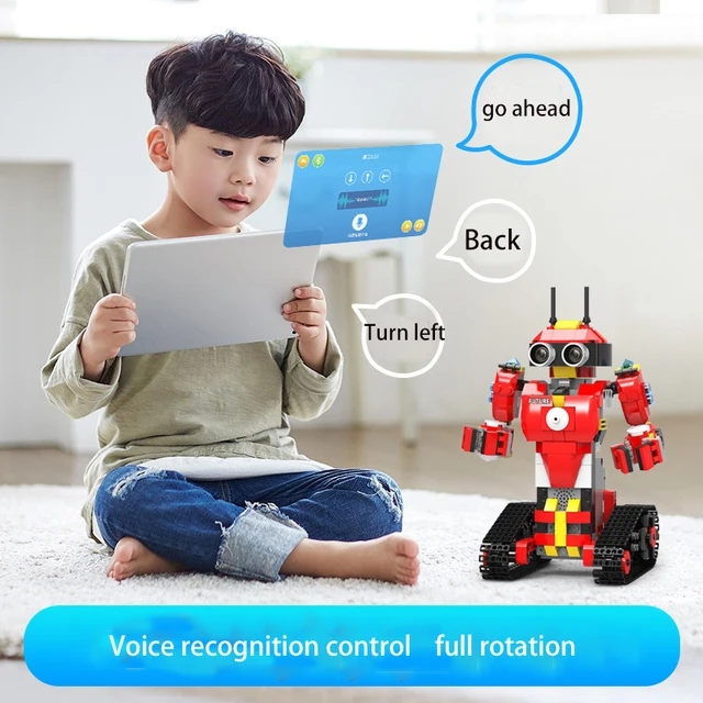 Science and education dual remote control programmable educational gift toy intelligent programming building block robot 6