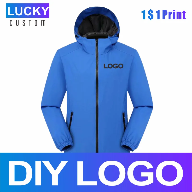 Custom Printing Windproof Jacket Mountaineering Outdoor Water Proof Hooded Comfortable Men Women Fashion Embroidery Breathable