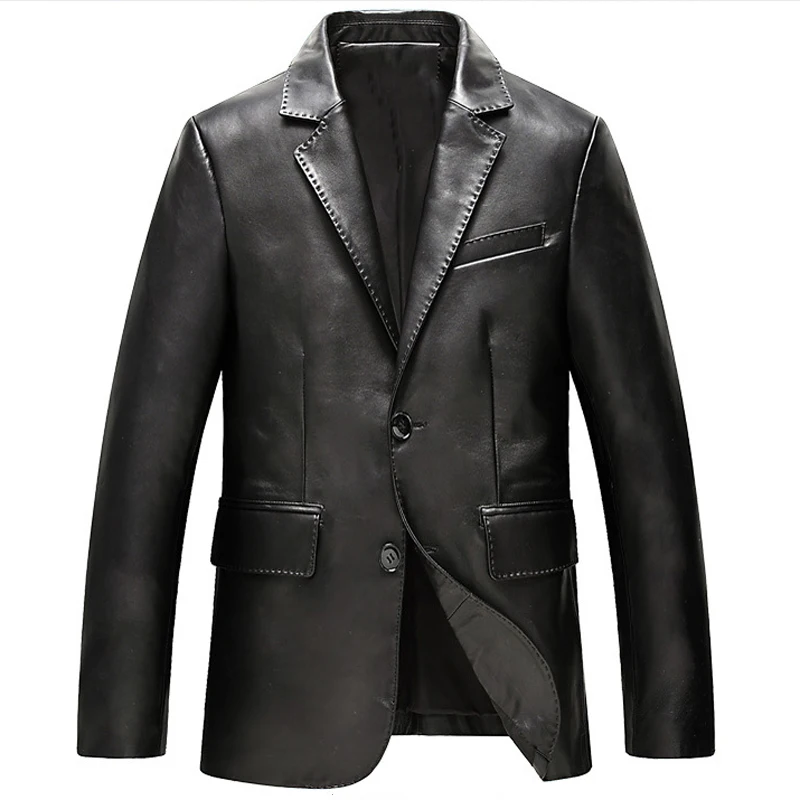 

2020 European Designer Male Bomber Leather Jacket Overcoats Pure Fashion Solid Color Mens Business Coats Leather Jacket New A518