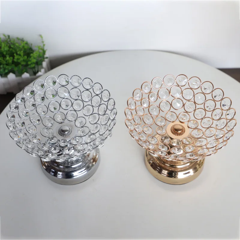 

Crystal Plate Metal Fruit Nut Tray Home Storage Table Decoration Wedding Party Dishes & Plates