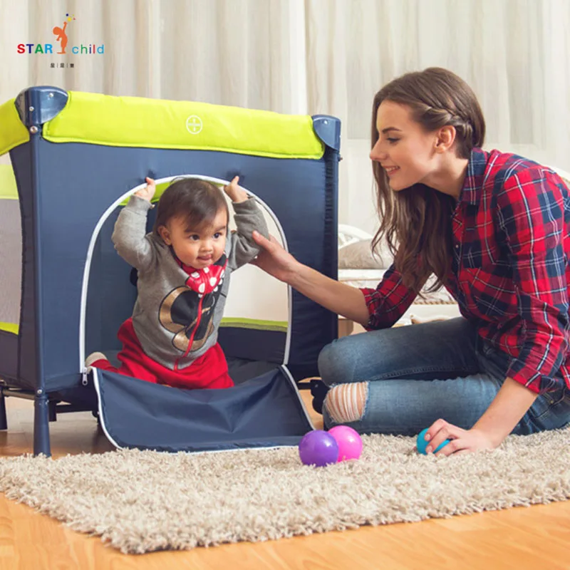 Baby crib Game bed Diaper table Baby bed Multifunctional crib Foldable Portable With rollers Easy t