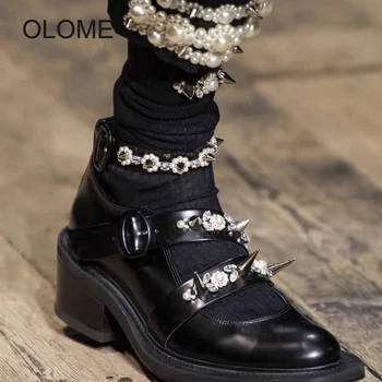 

2020 Spring New Shoes Women Pearl Mary Jane Platform Female Retro Chaussures Rivet Ladies Thick Bottom Footware zapatos de mujer