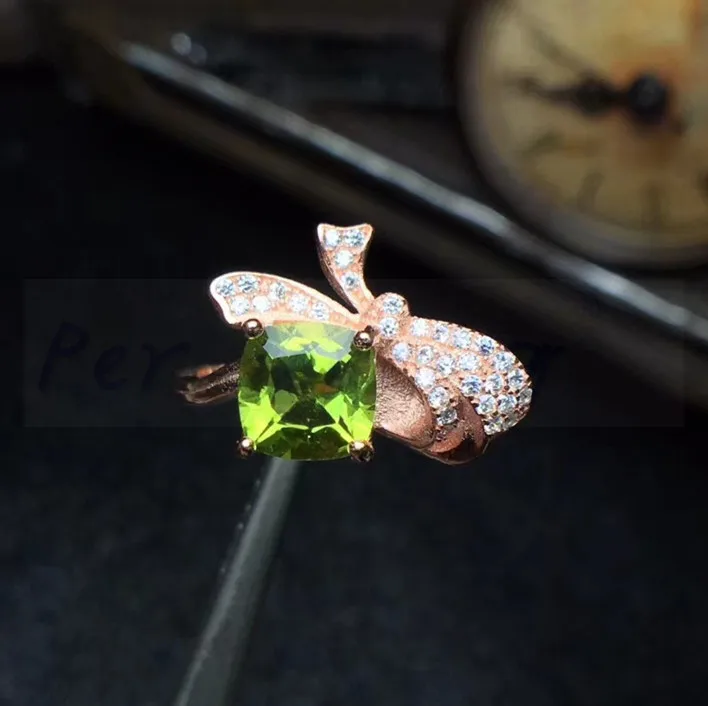 Кольцо из перидота 1.7ct драгоценный камень натуральный настоящий Перидот кольцо 925 стерлингового серебра ювелирные кольца ручной работы# R991615