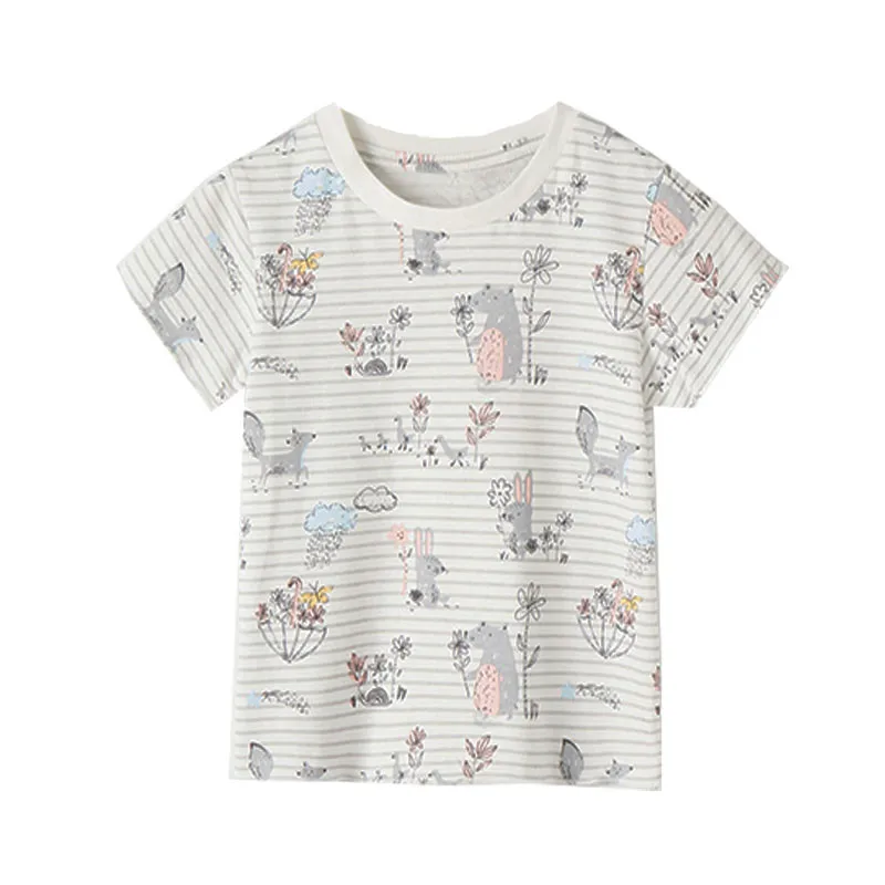 Skoki metrów nowe letnie koszulki topy jednorożec frezowanie bawełniane kropki dziecięce śliczne koszulki dziecięce urocze ubranka