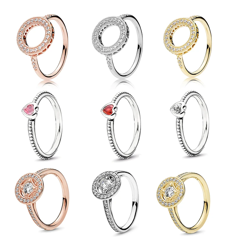 

Hot Sale Silver Forever Clear Silver CZ Lucky Circle Round Finger Fine Rings For Women Wedding Jewelry Gift Dropshipping