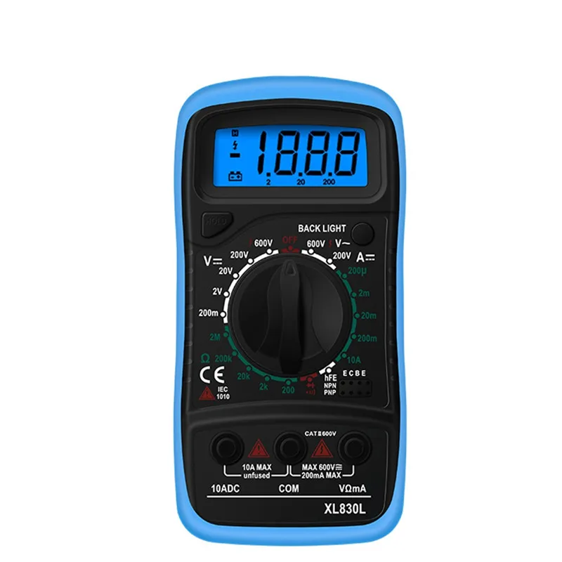 XL830L Handheld Digital Multimeter LCD Backlight Portable AC/DC Ammeter