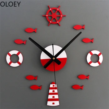 

Wall Clock Sticker for Kids 3d Diy Large Wall Clock Stickers Living Room Mediterranean Art Mute Wall Clocks Horloge Home Decor