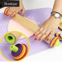 Регулируемая деревянная скалка для помадки с толстыми съемными кольцами и шкалой для выпечки торта