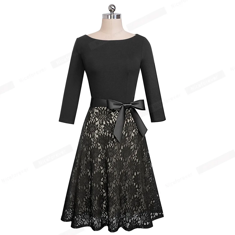 Хорошее-forever винтажное элегантное кружевное лоскутное платье с полосками vestidos деловые вечерние пышные зимние женские платья A160