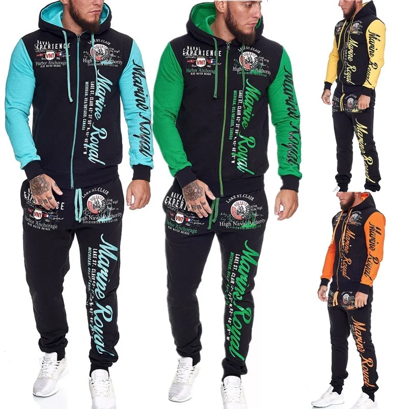 ZOGAA 2020 Men's Sets Clothes Hoodies and Pants 2 Piece Set Warm Ladies Printed Mens Outfits Matching Suit Man Tracksuit
