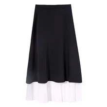 Возможно, U женская черно-белая Юбка-миди в стиле пэчворк, плиссированная весенне-осенняя элегантная S0184