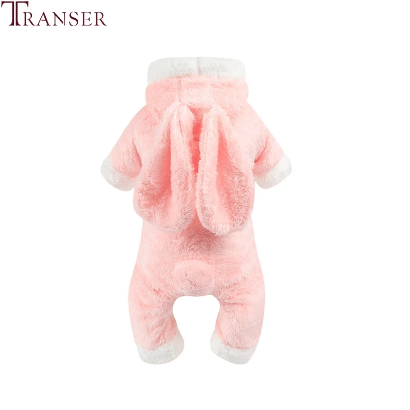 Transer розовый кролик теплый флисовый комбинезон для собак, пижама с длинными ушами, одежда для собак, зимняя одежда для питомцев, наряд для щенков 910