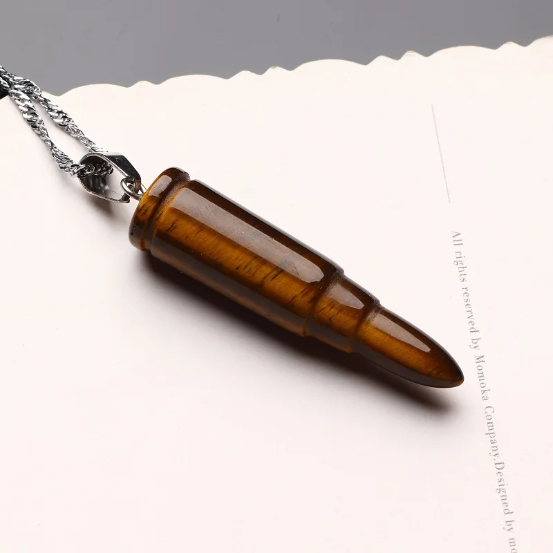 1 шт. кулон в виде пули тигрового глаза с натуральным кристаллом модные ювелирные