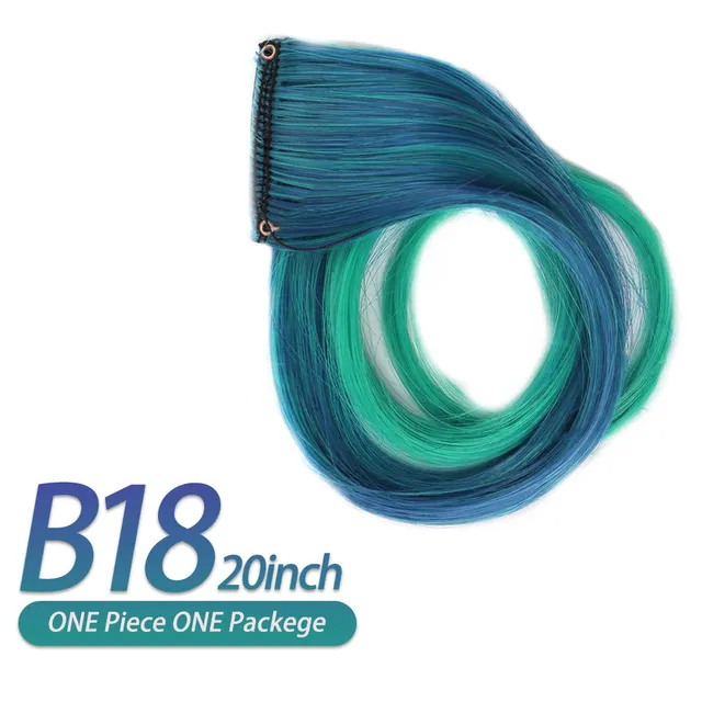 AIYEE Hair Extensions Pure RainBow Hairpiece Clip In Hair Piece Synthetic Long Straight Ombre Pink Red Rainbow Hair Piece b18