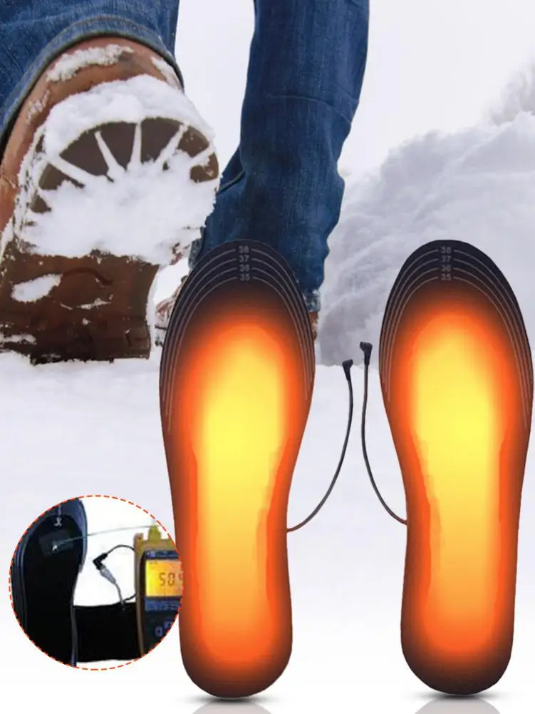 Электрические Обогреваемые стельки для обуви зимний обогреватель для ног Спорт на открытом воздухе зарядка через usb Cuttable стельки