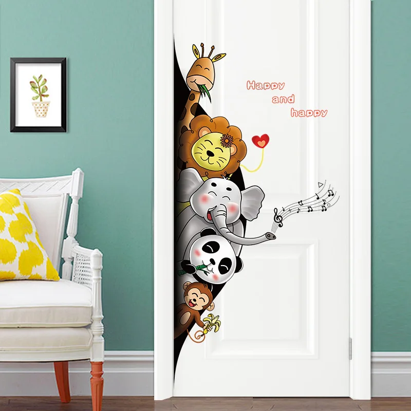 Мультяшные милые животные наклейки на дверь аниме наклейки на стену для детской комнаты гостиной настенные декоративные наклейки домашний Декор ПВХ - Цвет: Style 10