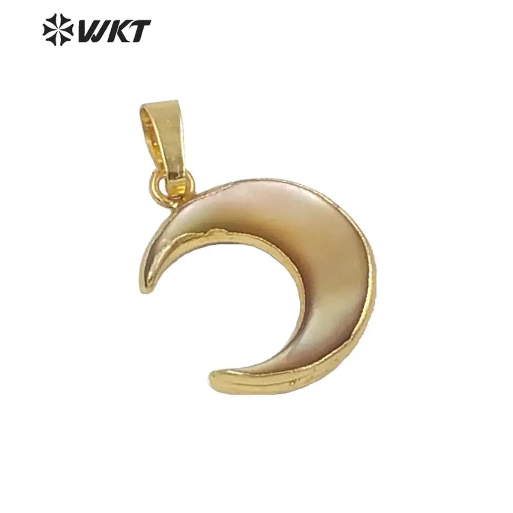 WT-P954 5 шт. оптовая продажа кулон с дизайном полумесяц из натуральной раковины 24k