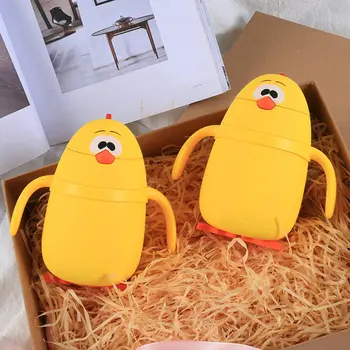 

Chicken straw double-layer glass infant cup cartoon children's cup