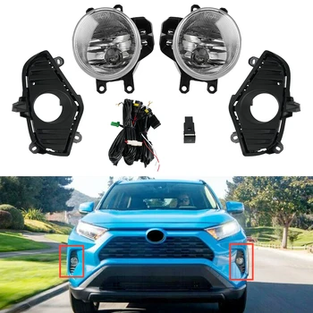 

H2CNC Car Front Bumper Fog Lights Kit Assembly with Wires Switch for Toyota RAV4