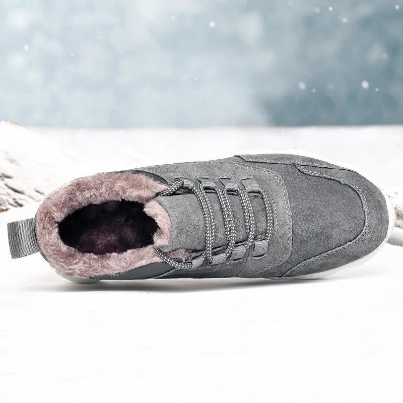 Зимняя обувь; мужская повседневная обувь из натуральной кожи; мужские теплые плюшевые зимние кроссовки на платформе; Мужская Удобная дышащая обувь