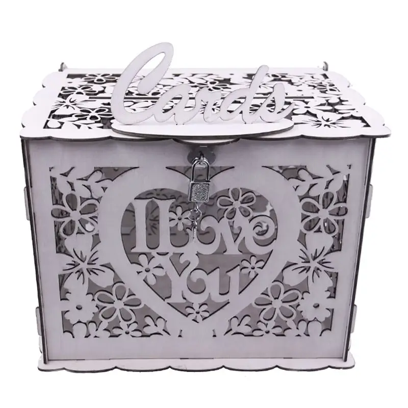 

Creative DIY Wooden Hollow Gift Cards Letter Box Container Wedding Party Decor for Home and Bedroom