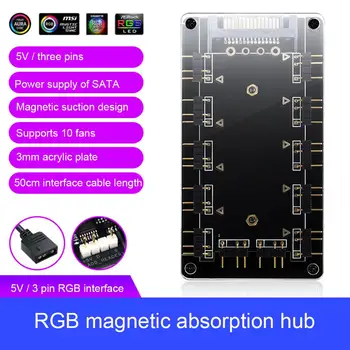 

5V 3Pin/12V 4Pin Magnetic RGB Cooling Fan Splitter Hub with Extension Cable