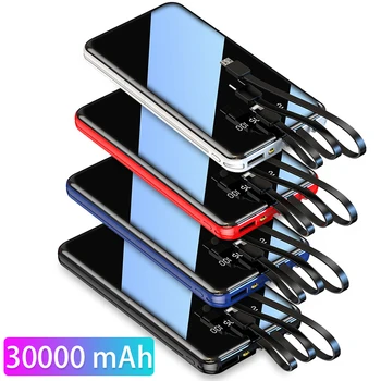 

Power Bank 30000mAh Full Screen Mirror Portable Powerbank Pover Bank External Battery Charger Fast Charging Poverbank For Phones
